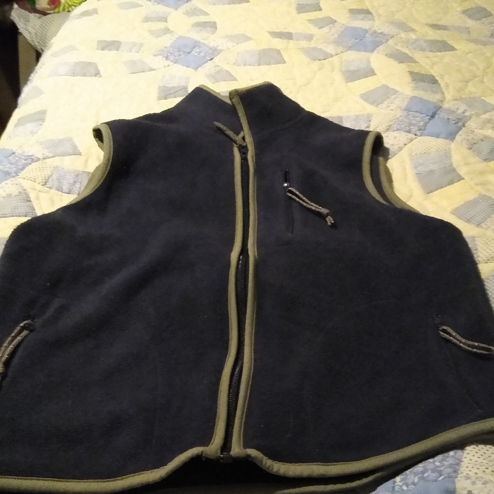 Navy blue and grey zip up vest size medium